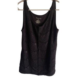 Van Heusen Black Lace Overlay Tank Top Blouse Womens Size Small